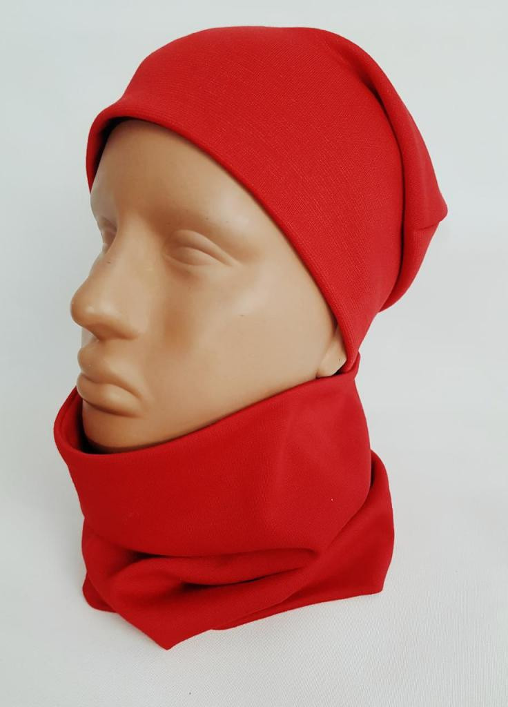 Комплект трикотажный шапка + баф белый Warmy Красный Podium (242819869)