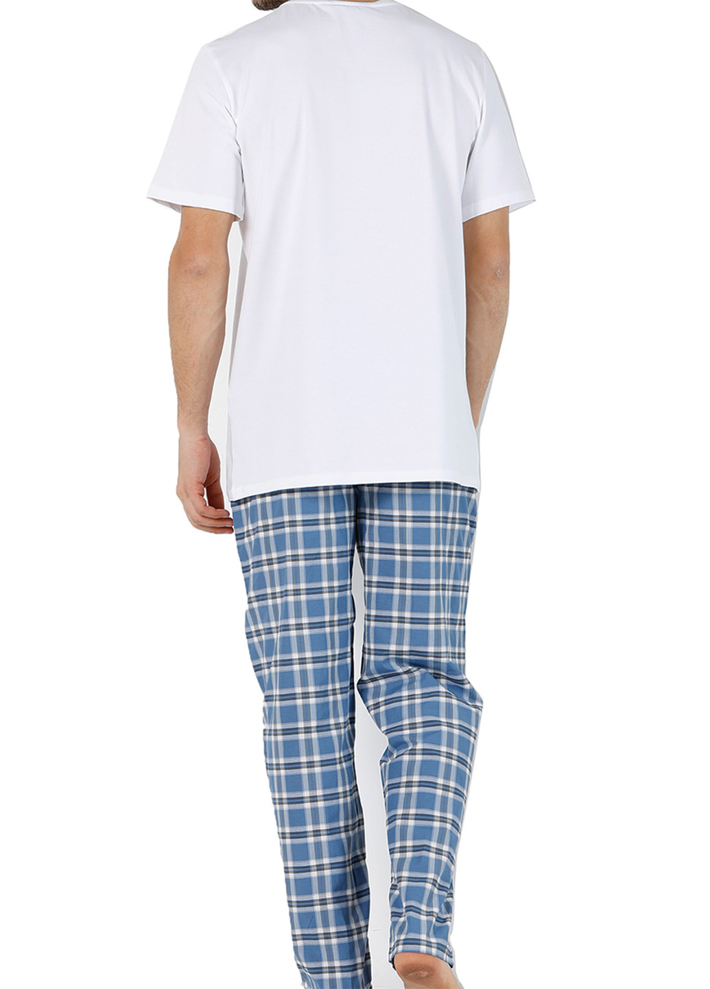 Пижама (футболка, брюки) DoReMi клетка белая домашняя хлопок