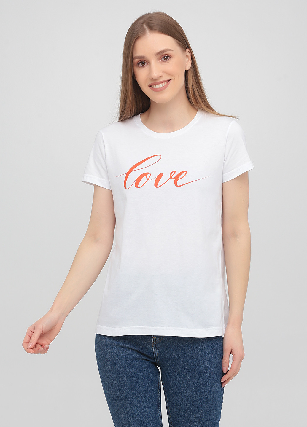Белая летняя женская футболка, базовая love KASTA design