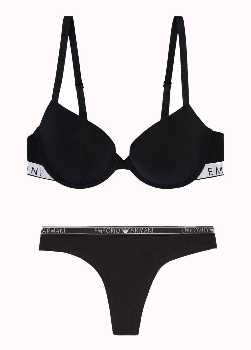 Чорний демісезонний комплект (бюстгальтер, трусики) Emporio Armani