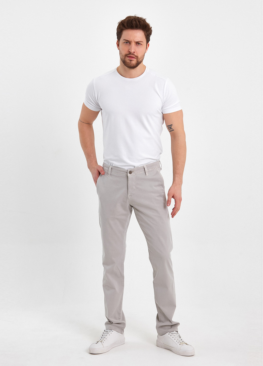 Светло-серые кэжуал демисезонные чиносы брюки Trend Collection