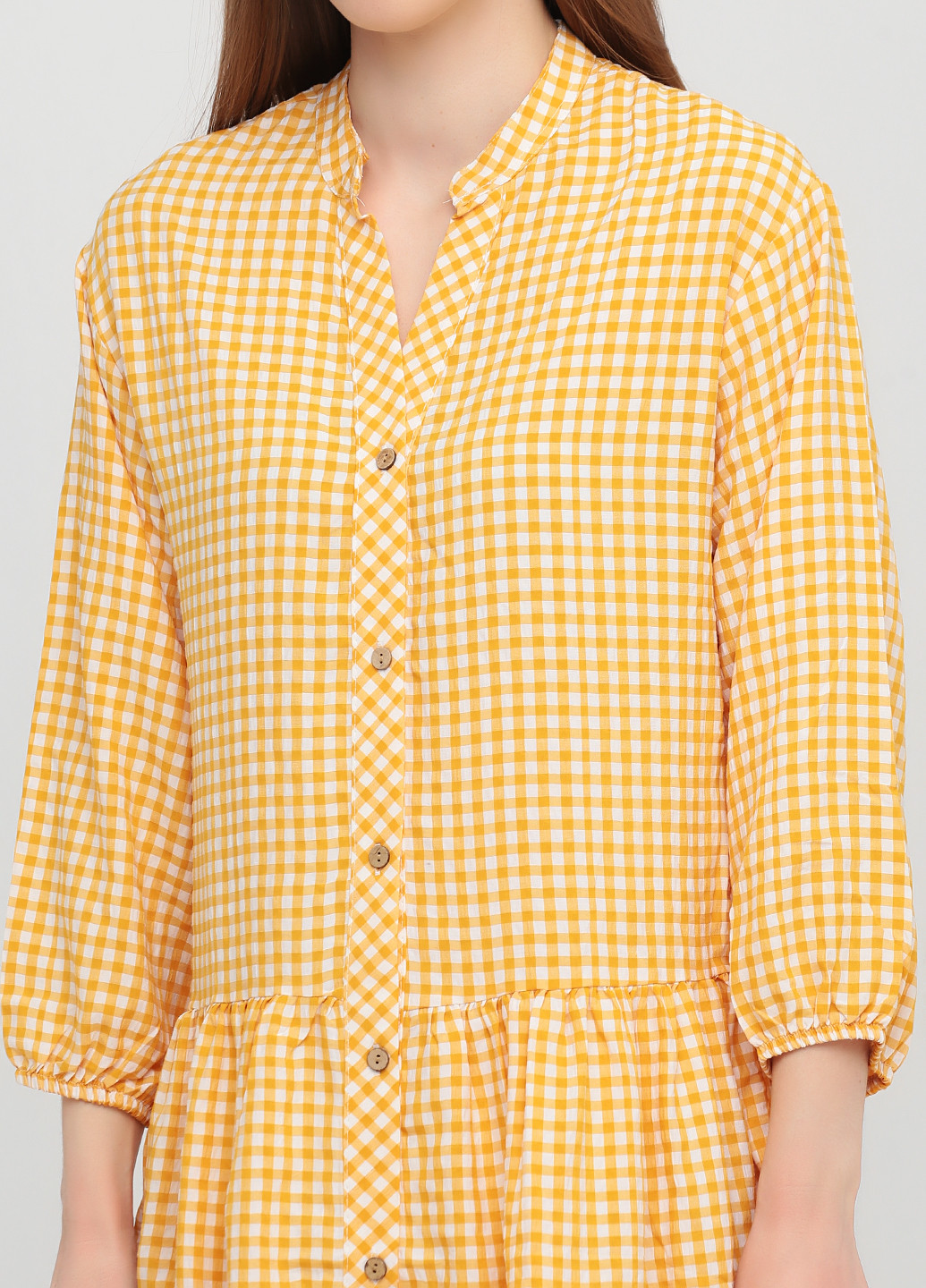 Жовтий кежуал сукня кльош Die&More в клітинку