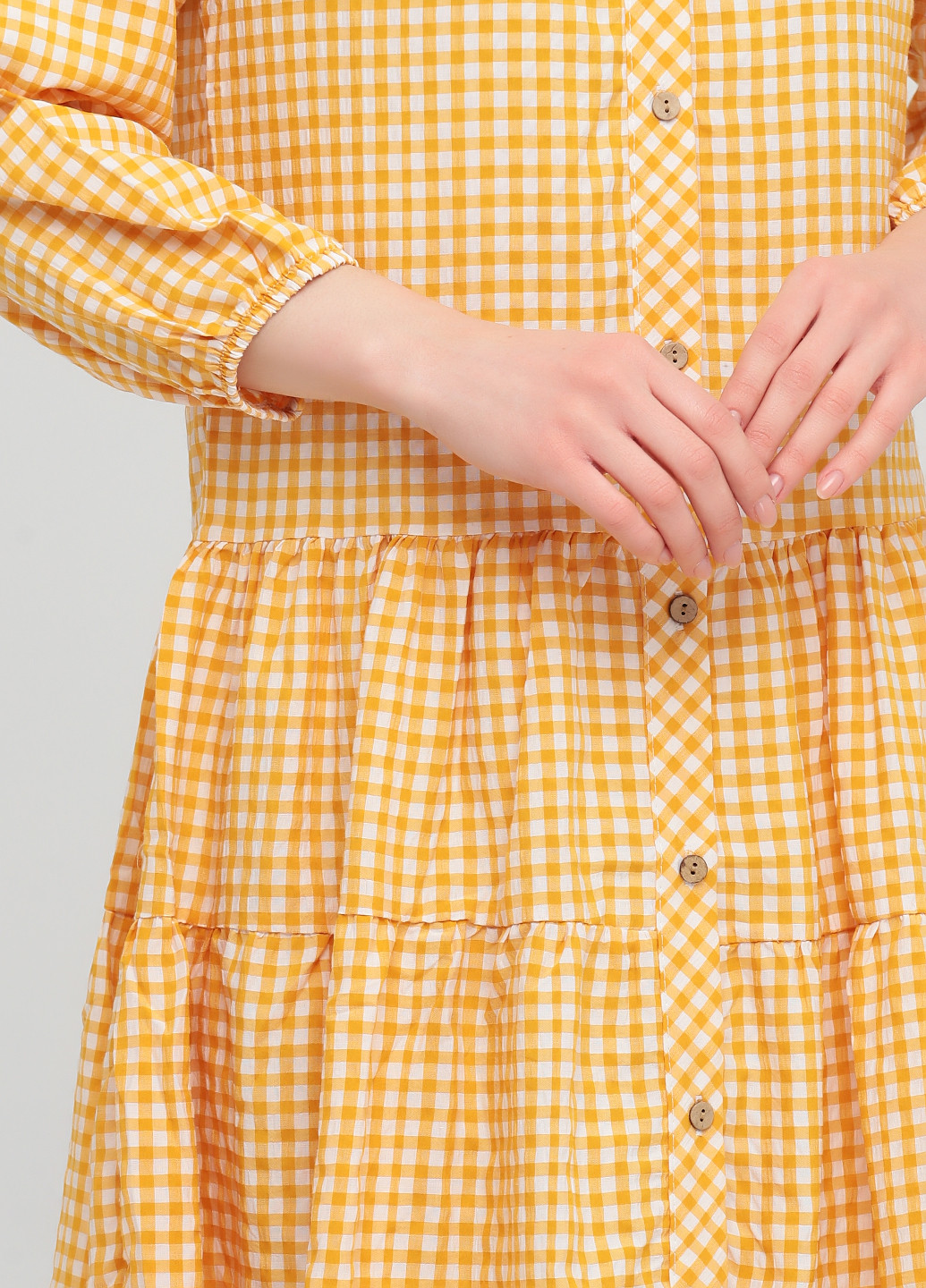 Жовтий кежуал сукня кльош Die&More в клітинку