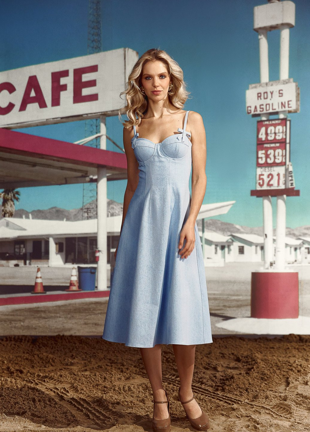 Блакитна джинсова сукня кльош Gepur однотонна