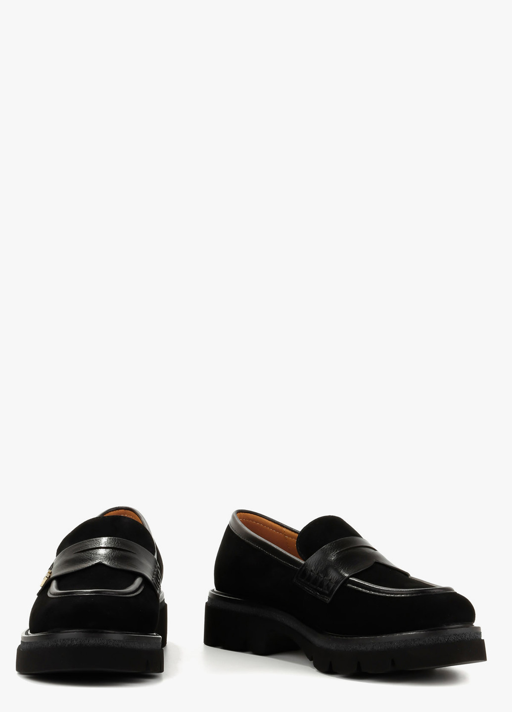 Черные лоферы Le'BERDES с брошкой