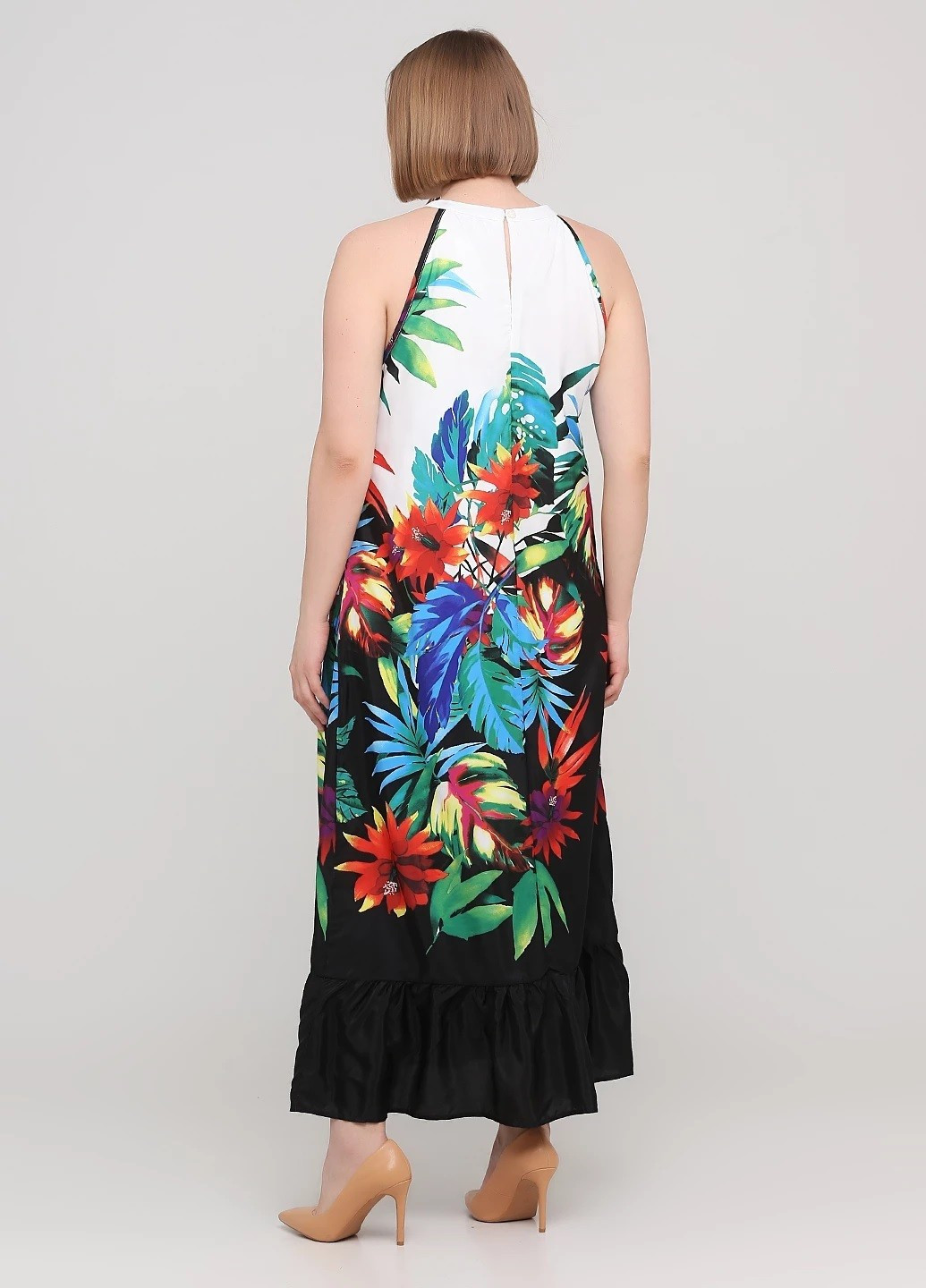 Комбинированное кэжуал платье а-силуэт Signature с цветочным принтом