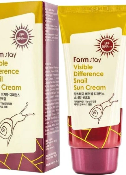 FarmStay Сонцезахисний крем Visible Difference Snail Sun Cream SPF50 + з екстрактом равлики 70 г — Крем, Південна Корея (248673628)