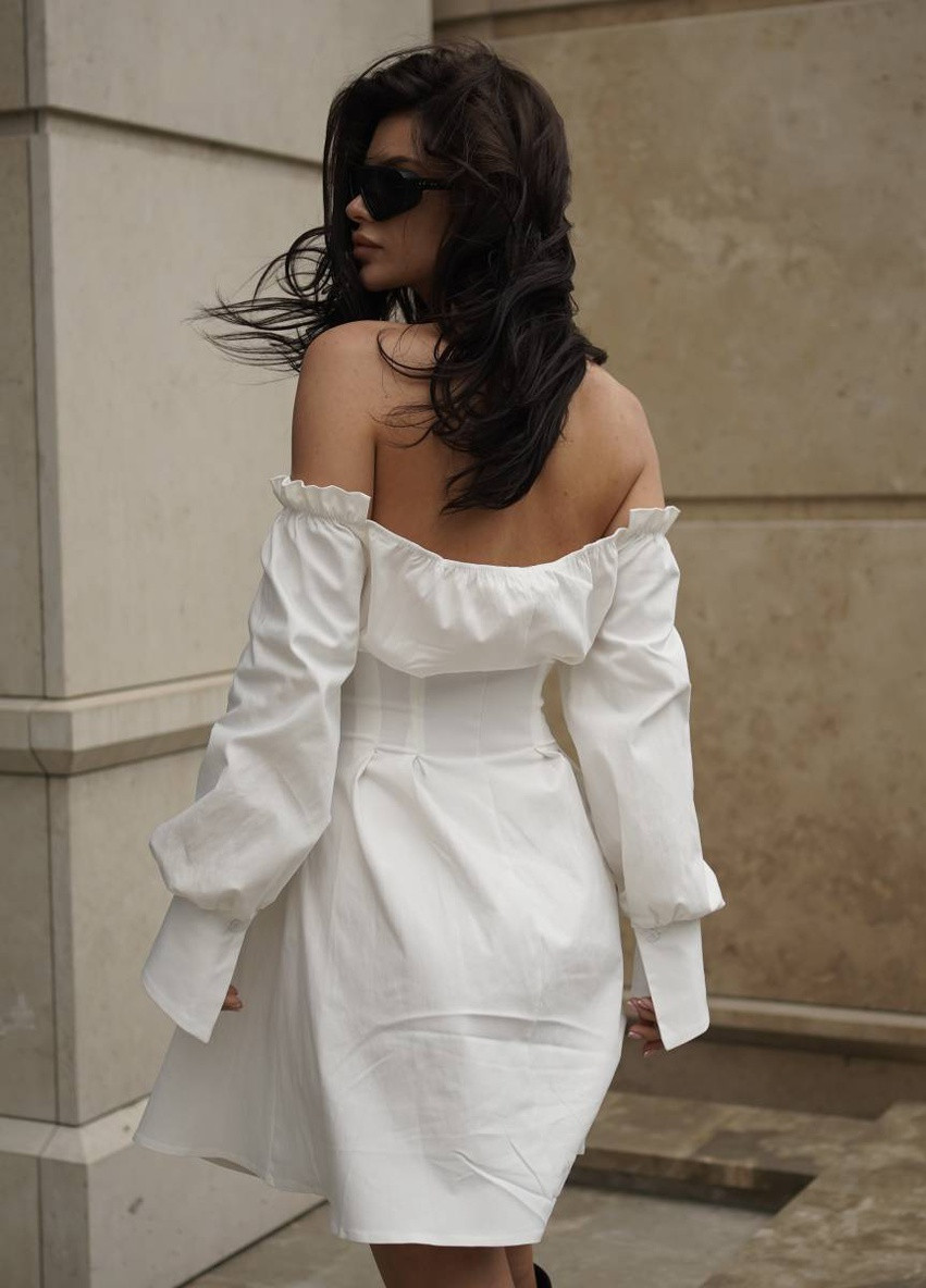 Белое кэжуал платье "" romashka, белый, l 13762 Ромашка однотонное