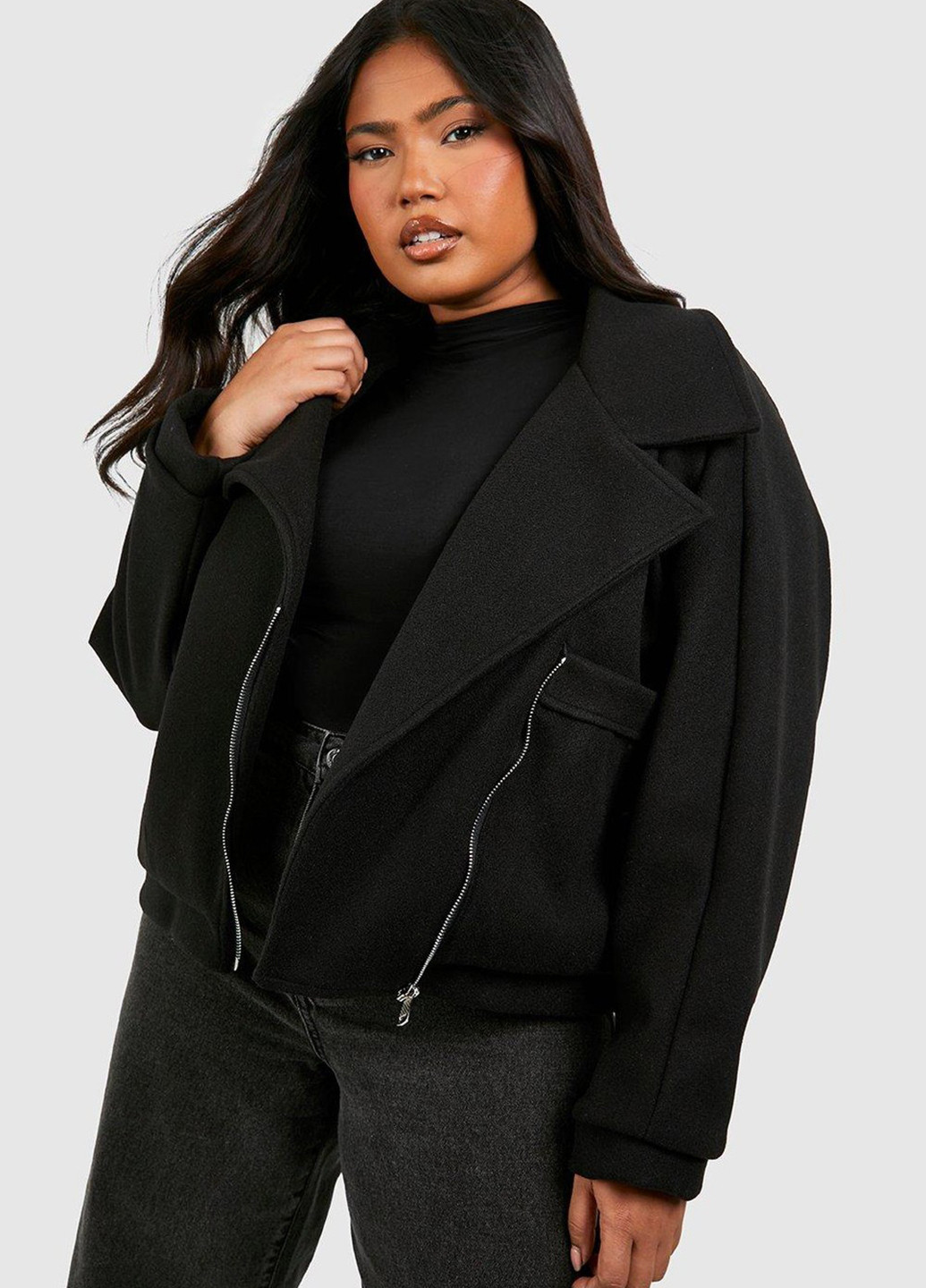 Чорна демісезонна куртка косуха Boohoo