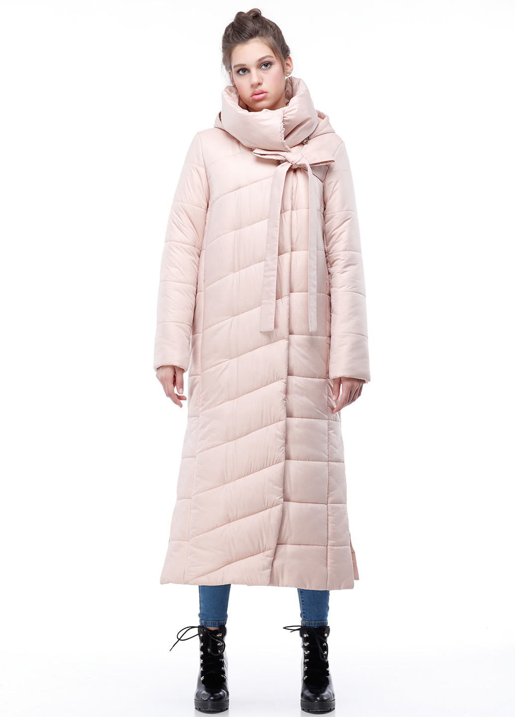 Светло-розовая зимняя куртка Origa Вероника удлиненная