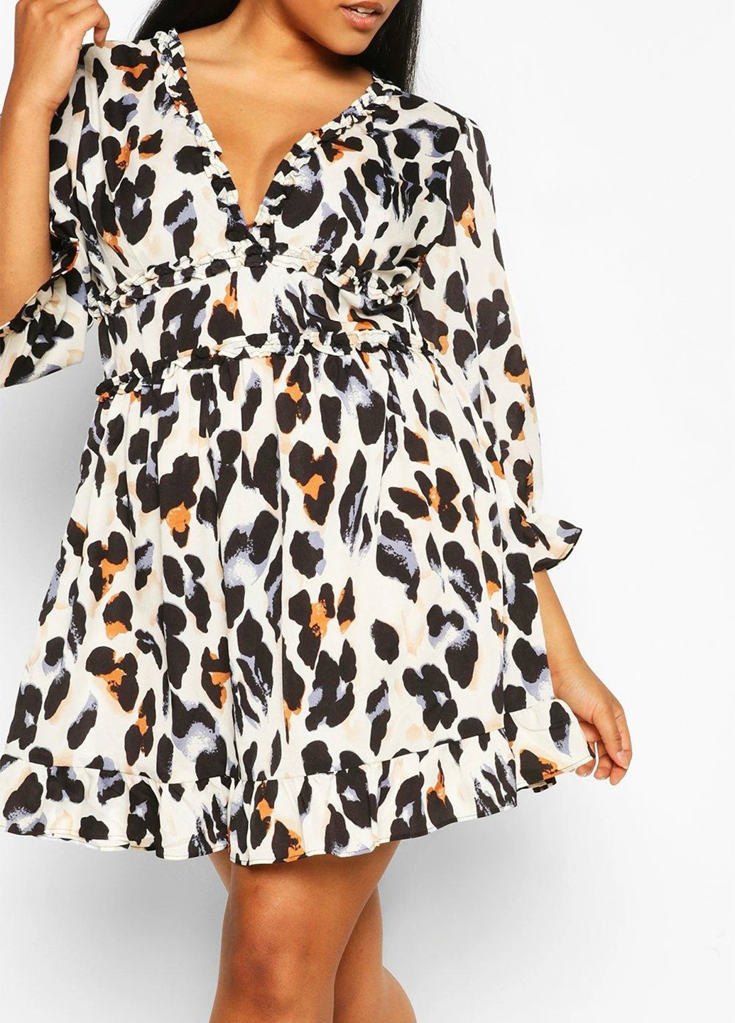 Белое кэжуал платье клеш Boohoo леопардовый
