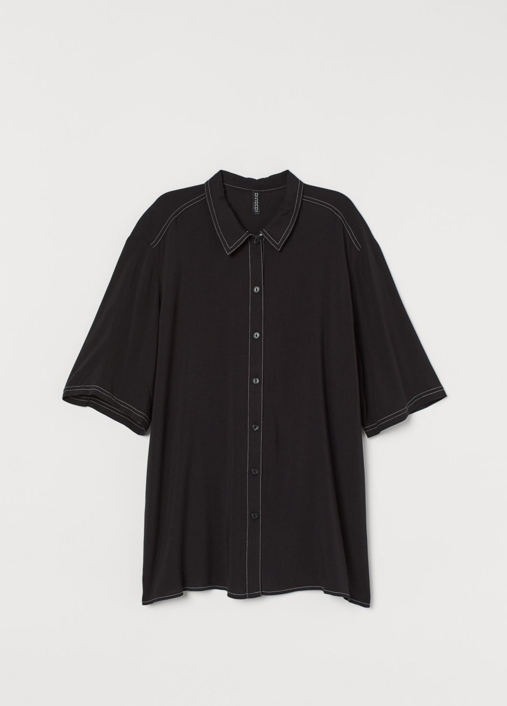 Черная кэжуал рубашка однотонная H&M