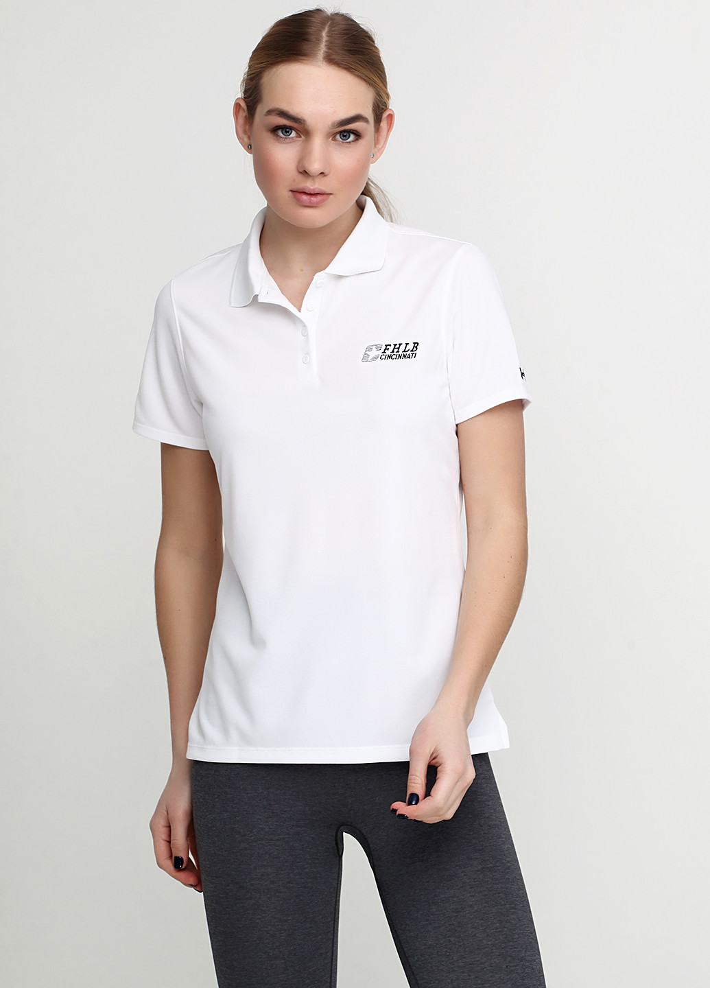 Белая женская футболка-поло Heat Gear фактурная