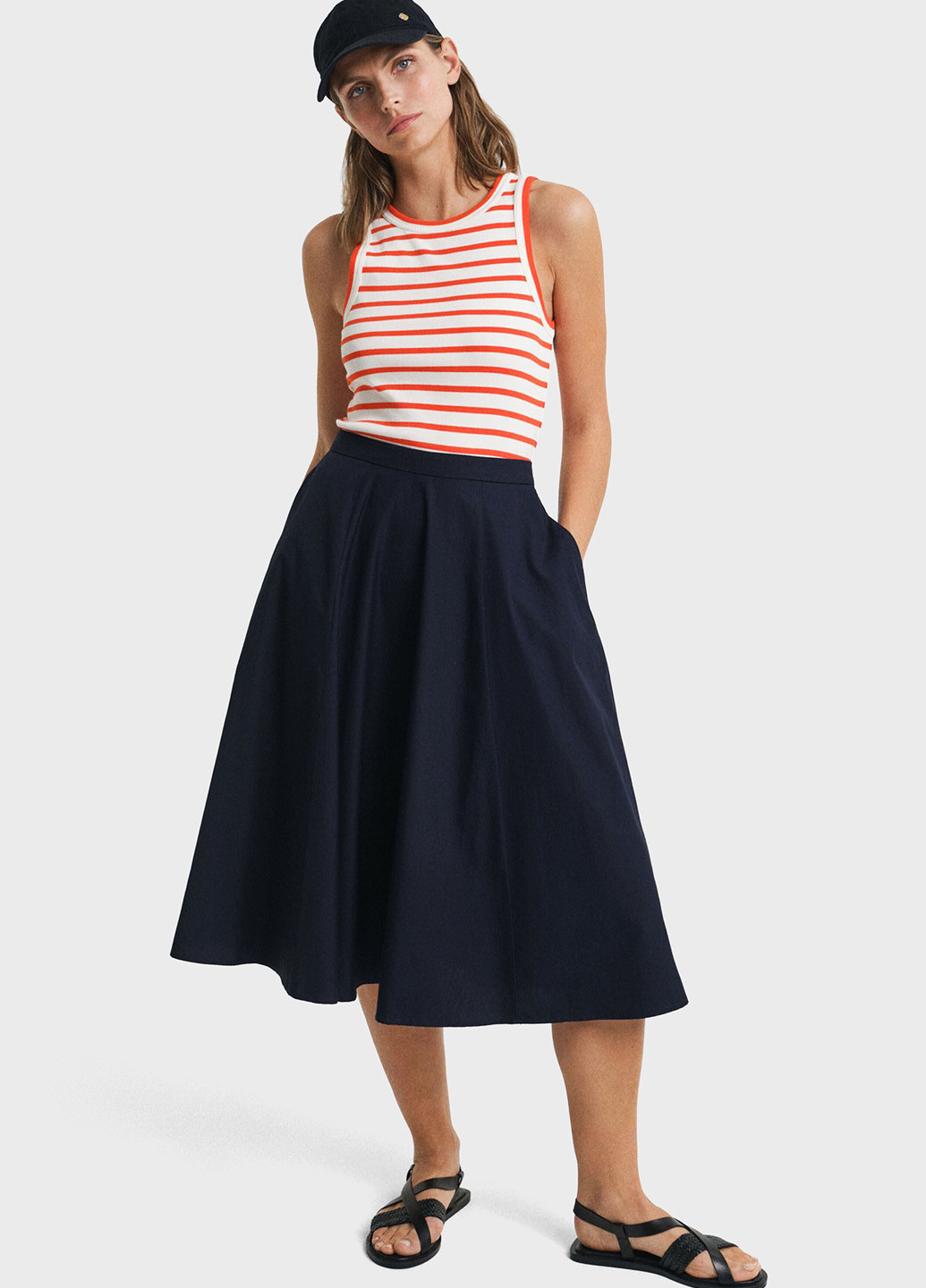 Синяя кэжуал однотонная юбка Gant клешированная