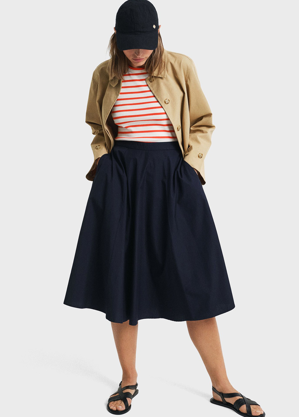 Синяя кэжуал однотонная юбка Gant клешированная