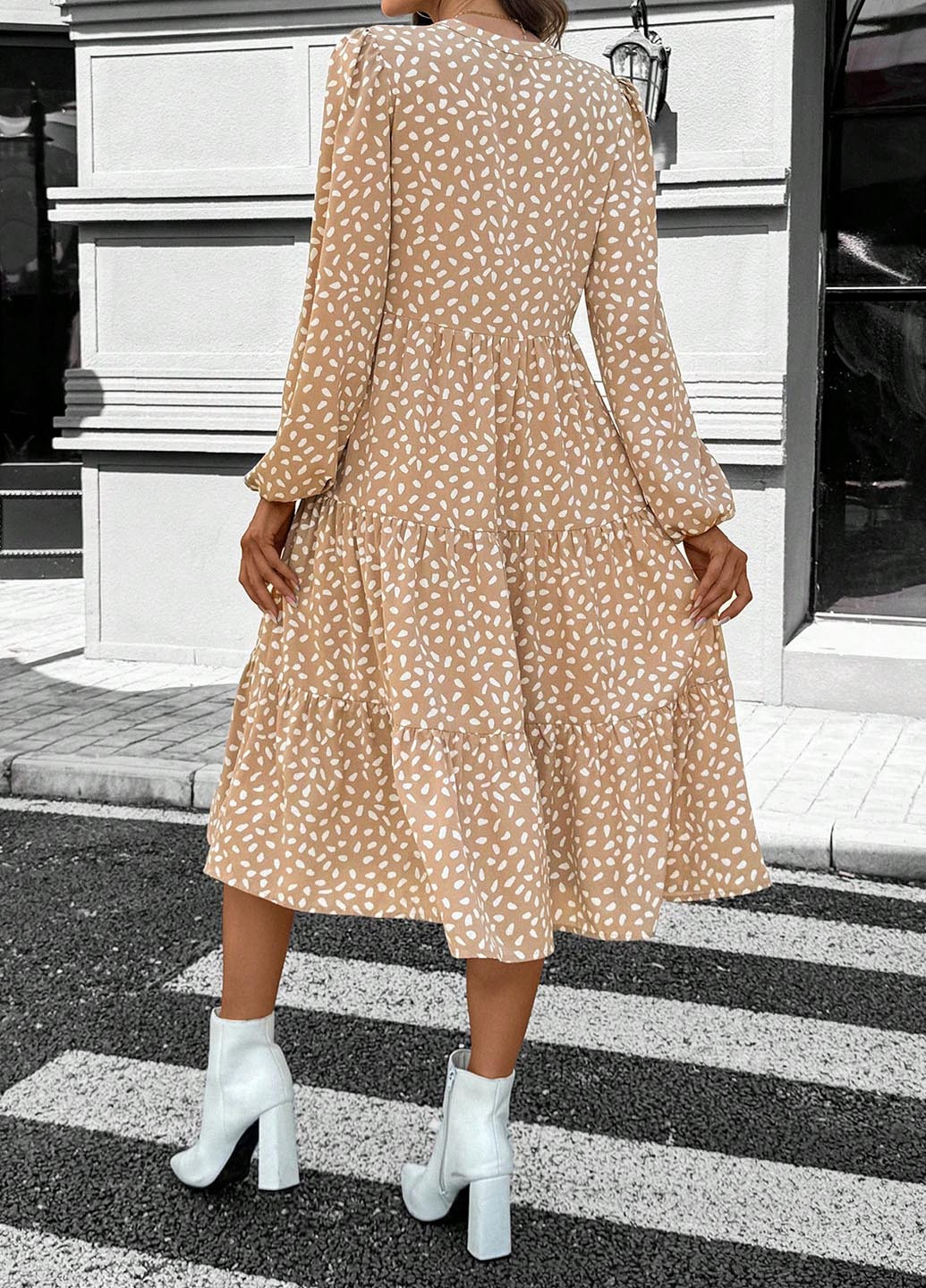 Бежева кежуал сукня SHEIN з абстрактним візерунком