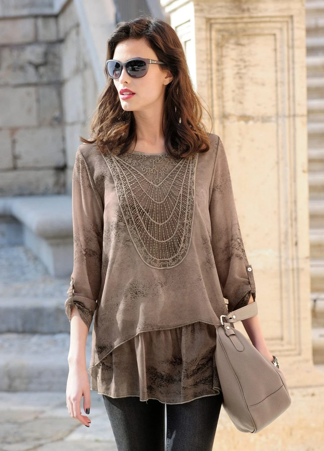 Коричнева блуза Alba Moda