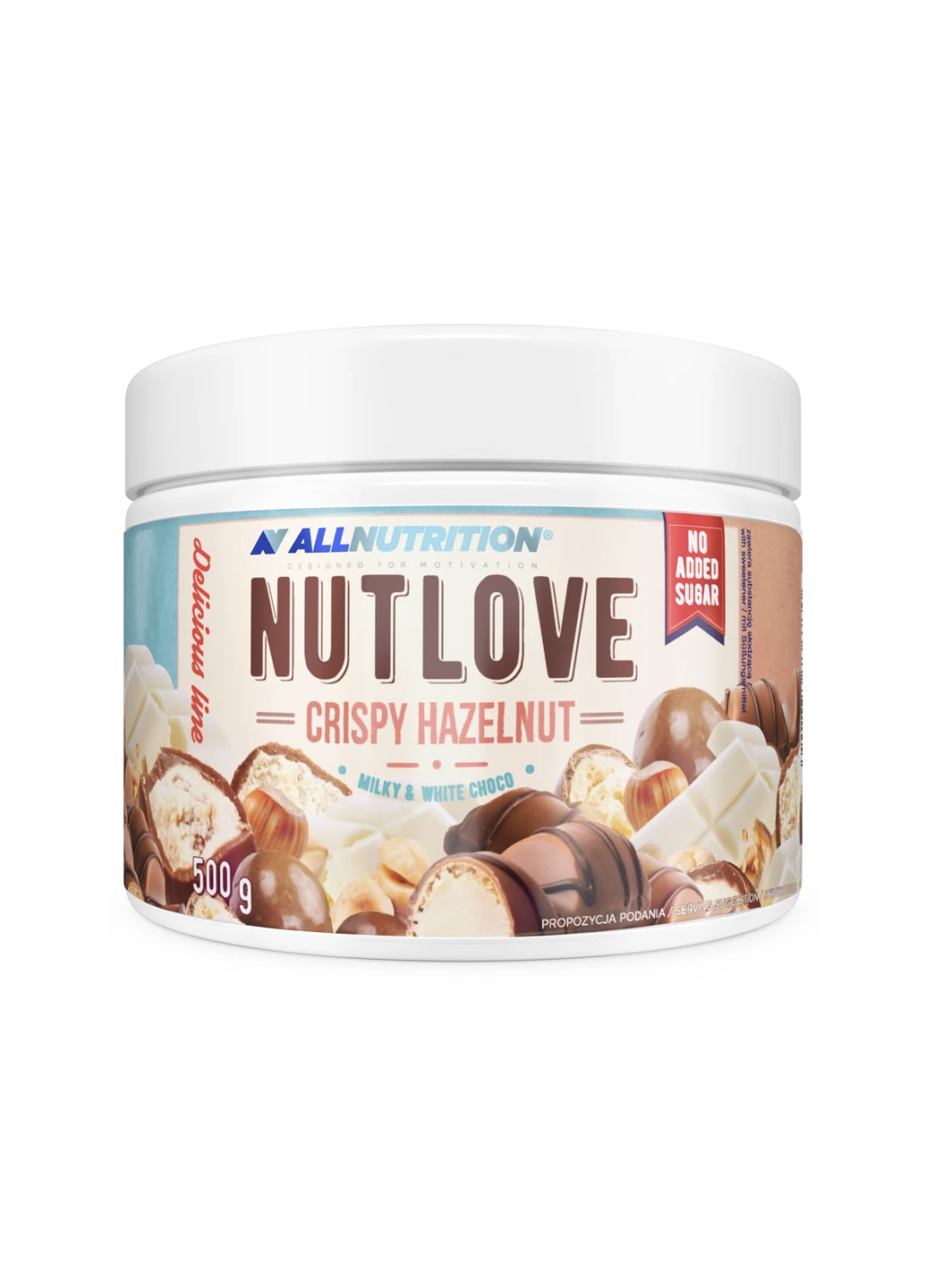 Арахісова паста з протеїном Nut Love - 500g Crispy Hazelnut milky whit chocolate ] Allnutrition (240154155)