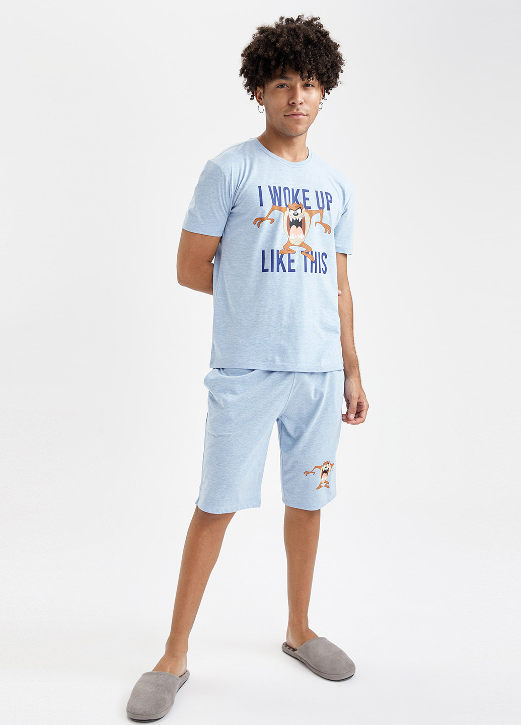 Голубой летний комплект (футболка, шорты) DeFacto