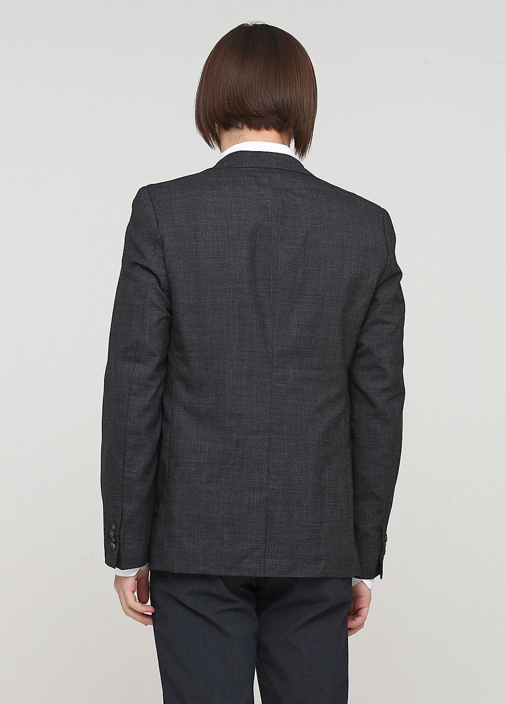 Пиджак Nyden by H&M клетка тёмно-серый кэжуал шерсть