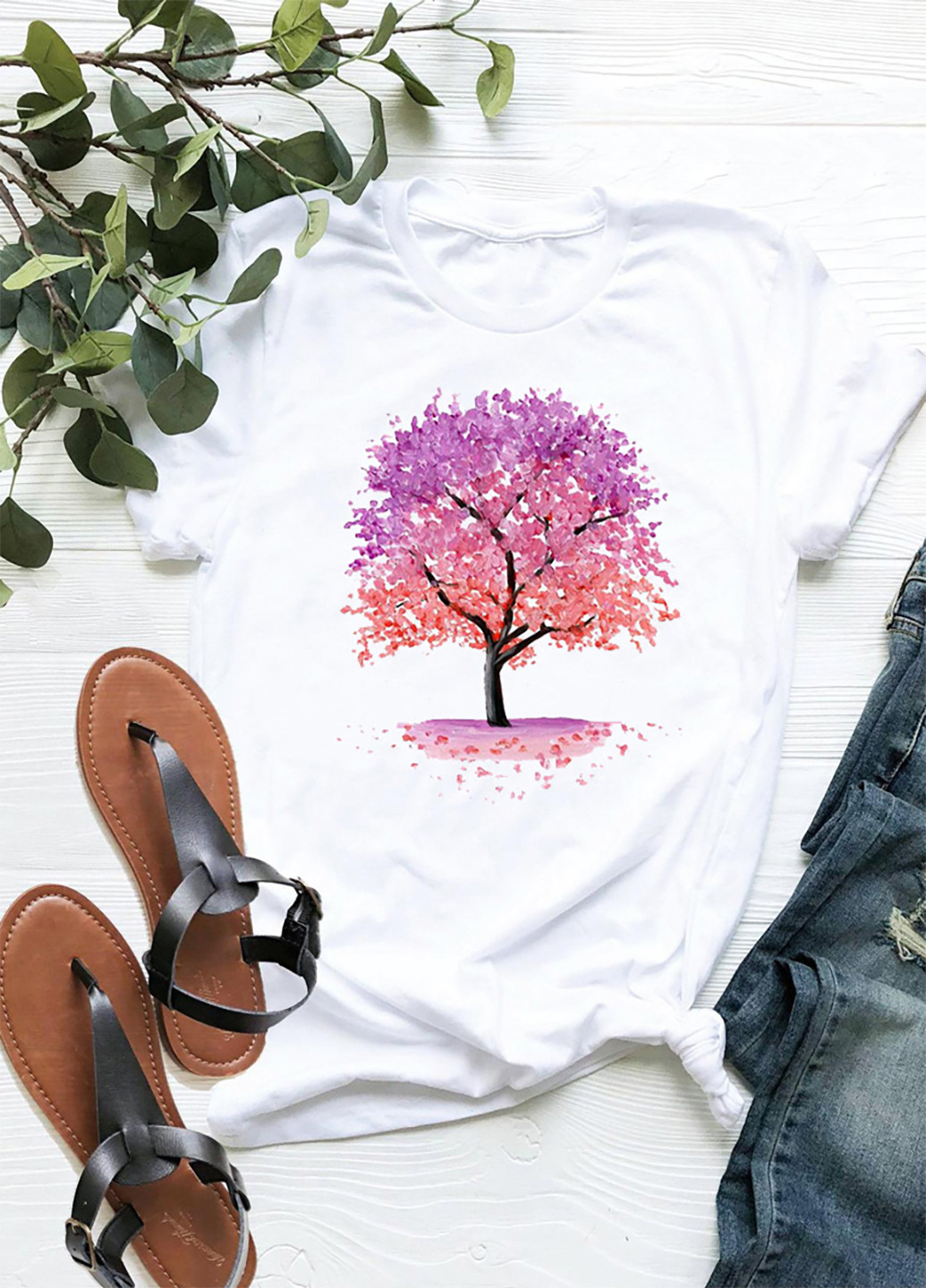 Белая демисезон футболка женская белая адамово дерево Zuzu