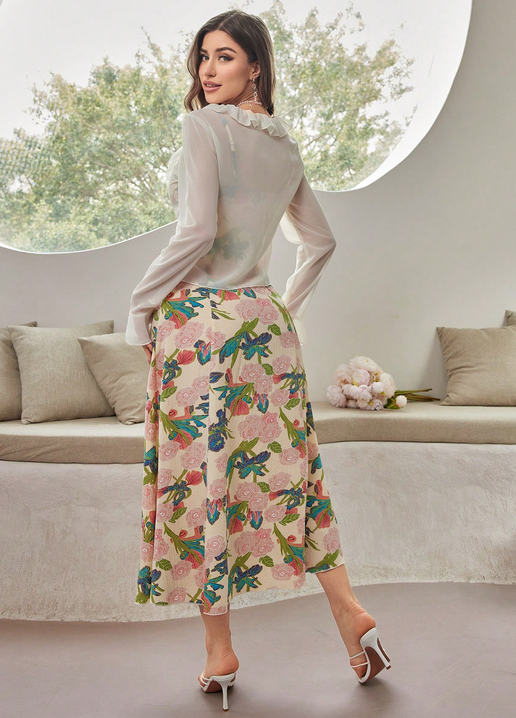 Кремовый демисезонный комплект (платье, болеро) SHEIN