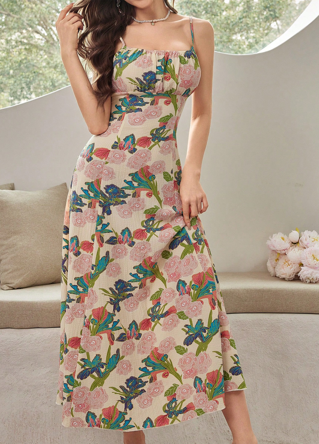 Кремовый демисезонный комплект (платье, болеро) SHEIN