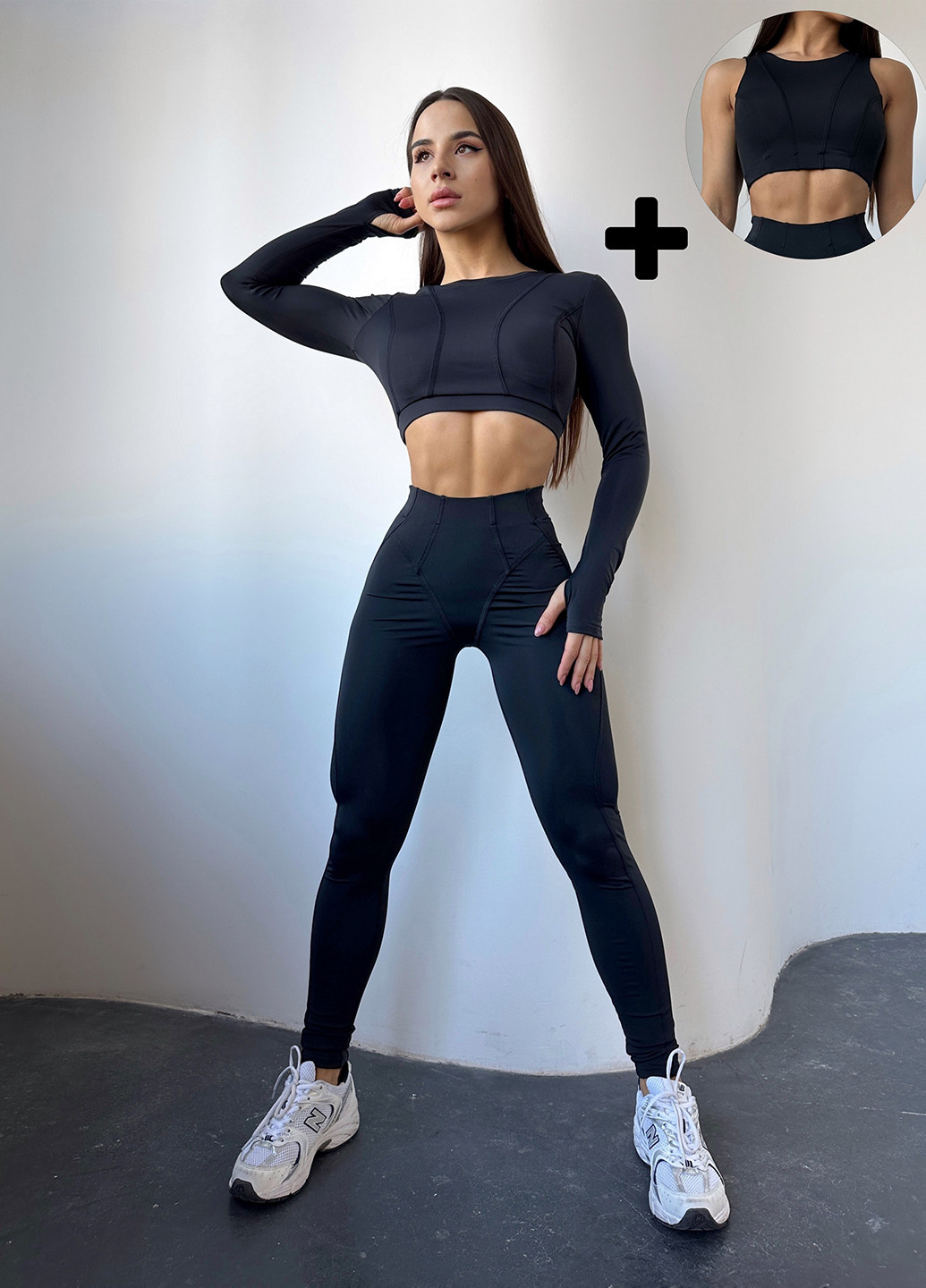 Черный демисезонный комплект (рашгард, топ, леггинсы) NOVA VEGA