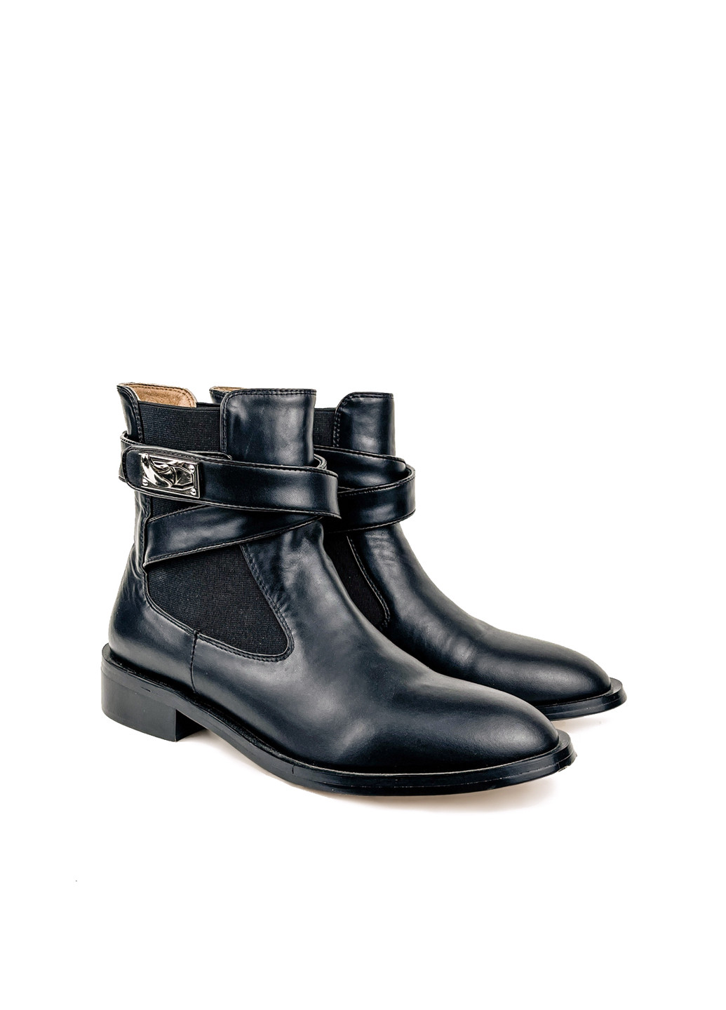 Осенние женские ботинки весна осень черные с ремешком Fashion