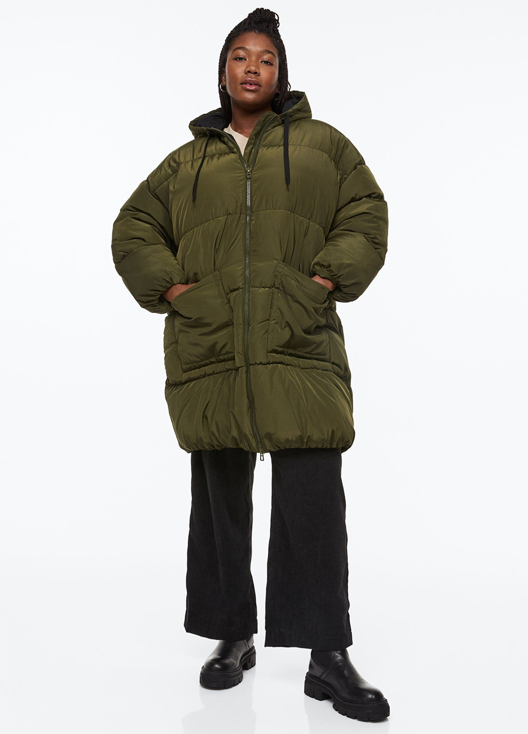 Оливковая (хаки) демисезонная куртка вільного крою H&M