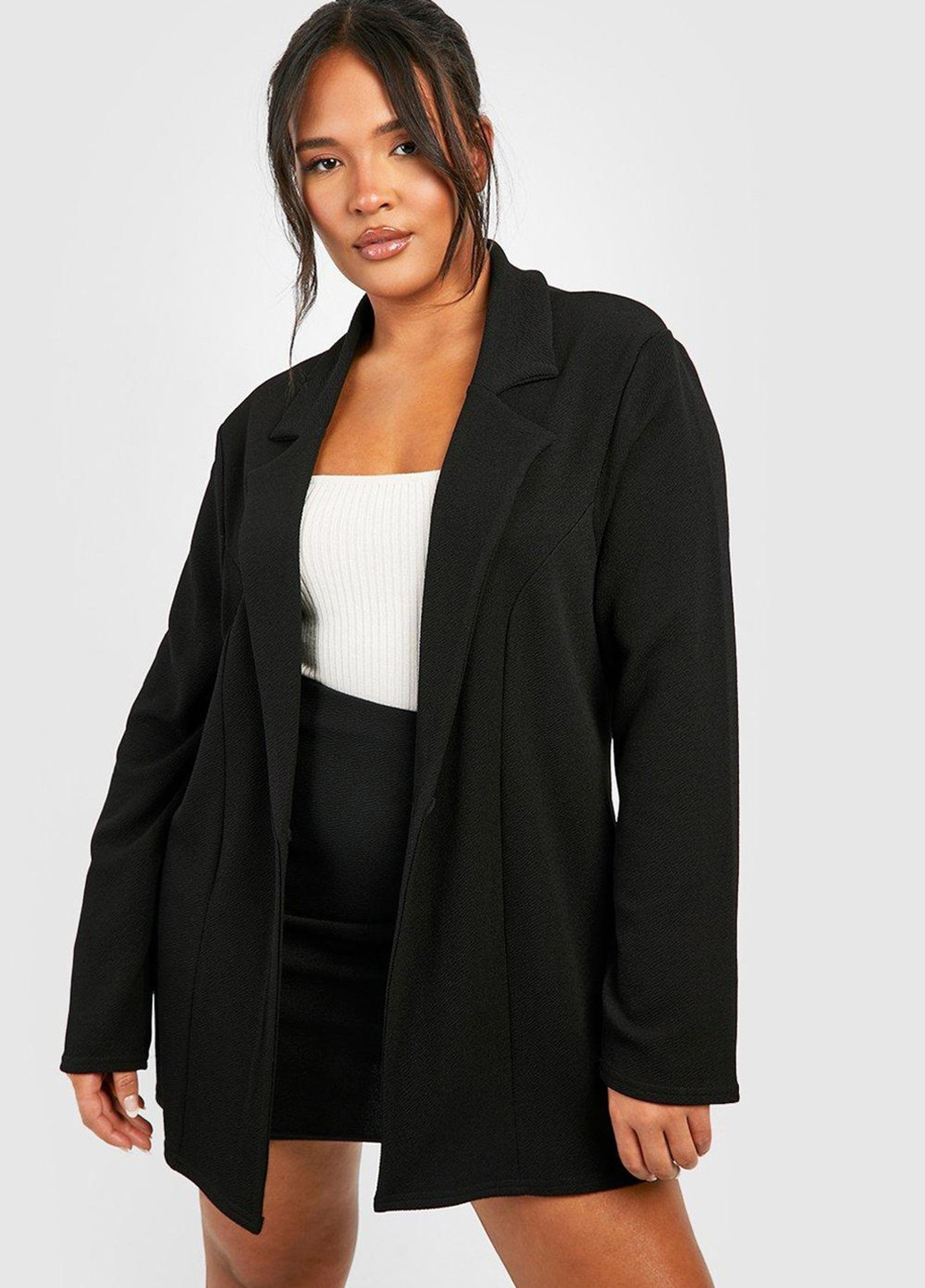 Черный женский жакет Boohoo однотонный - демисезонный