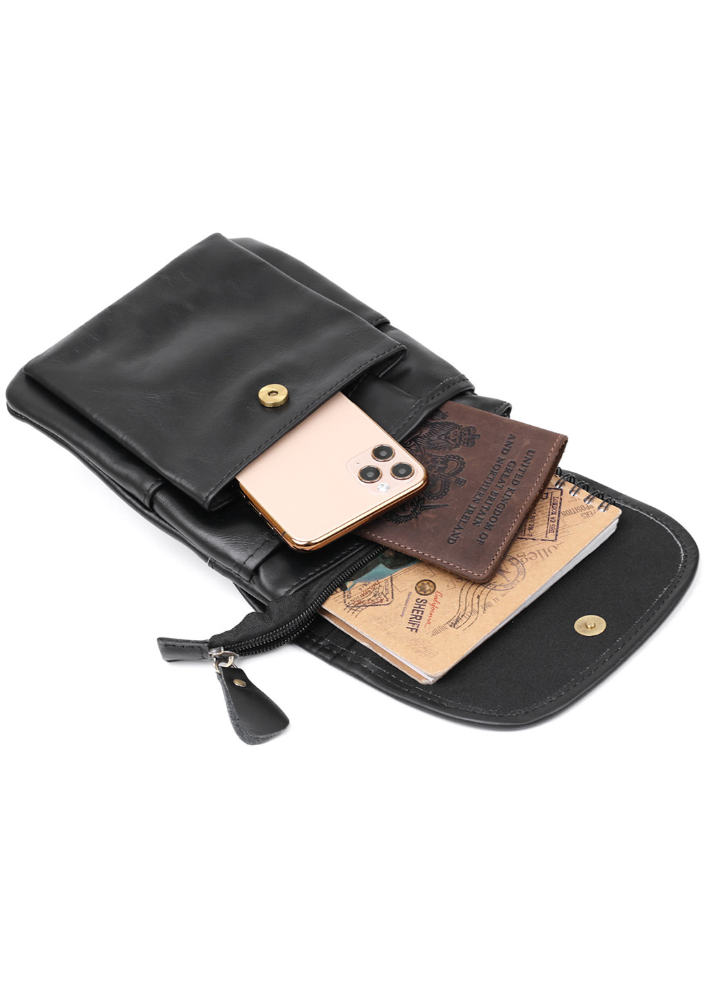 Мужская кожаная сумка через плечо 18х21х6 см Vintage (253491108)