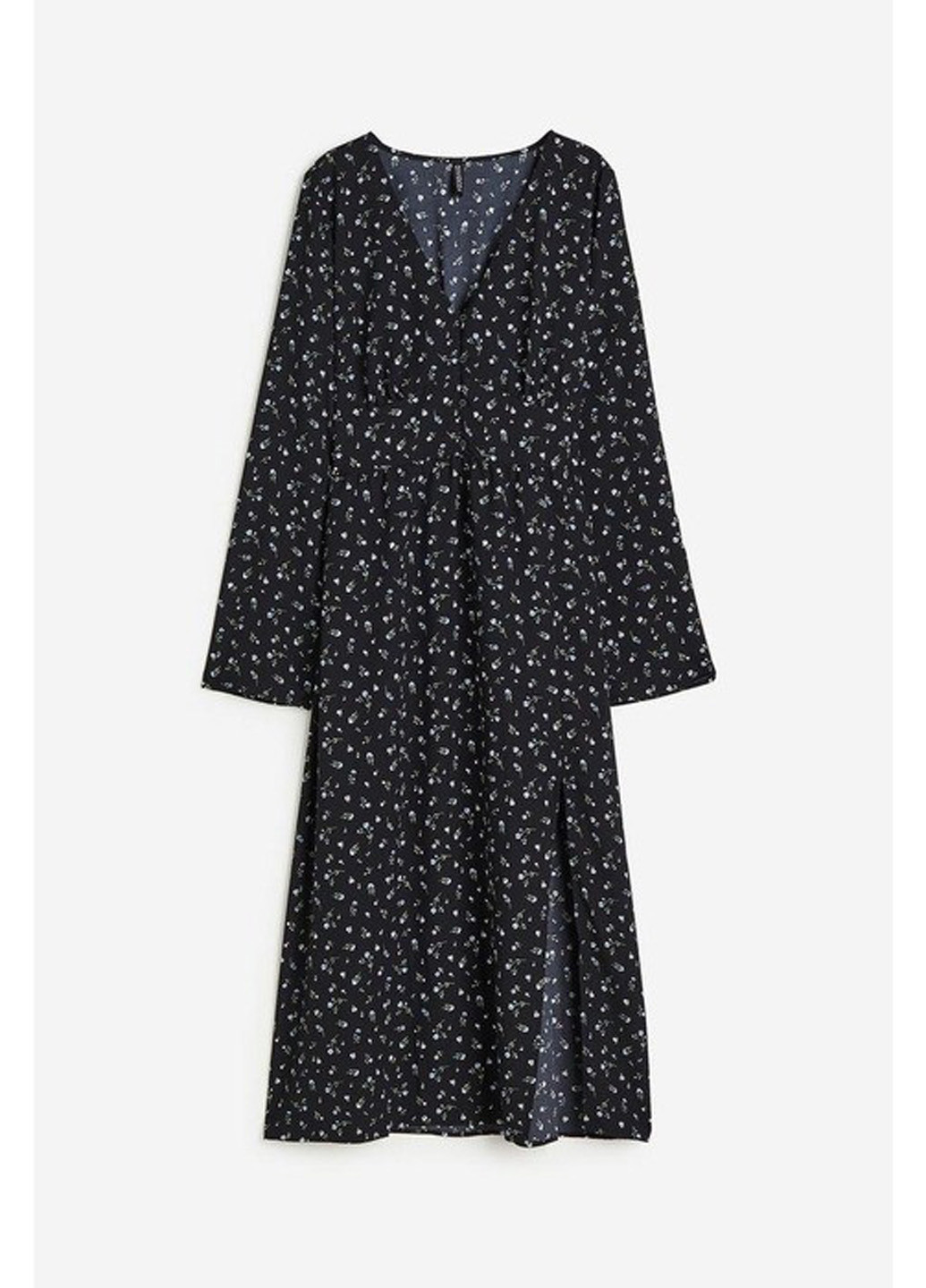 Черное кэжуал платье H&M с цветочным принтом