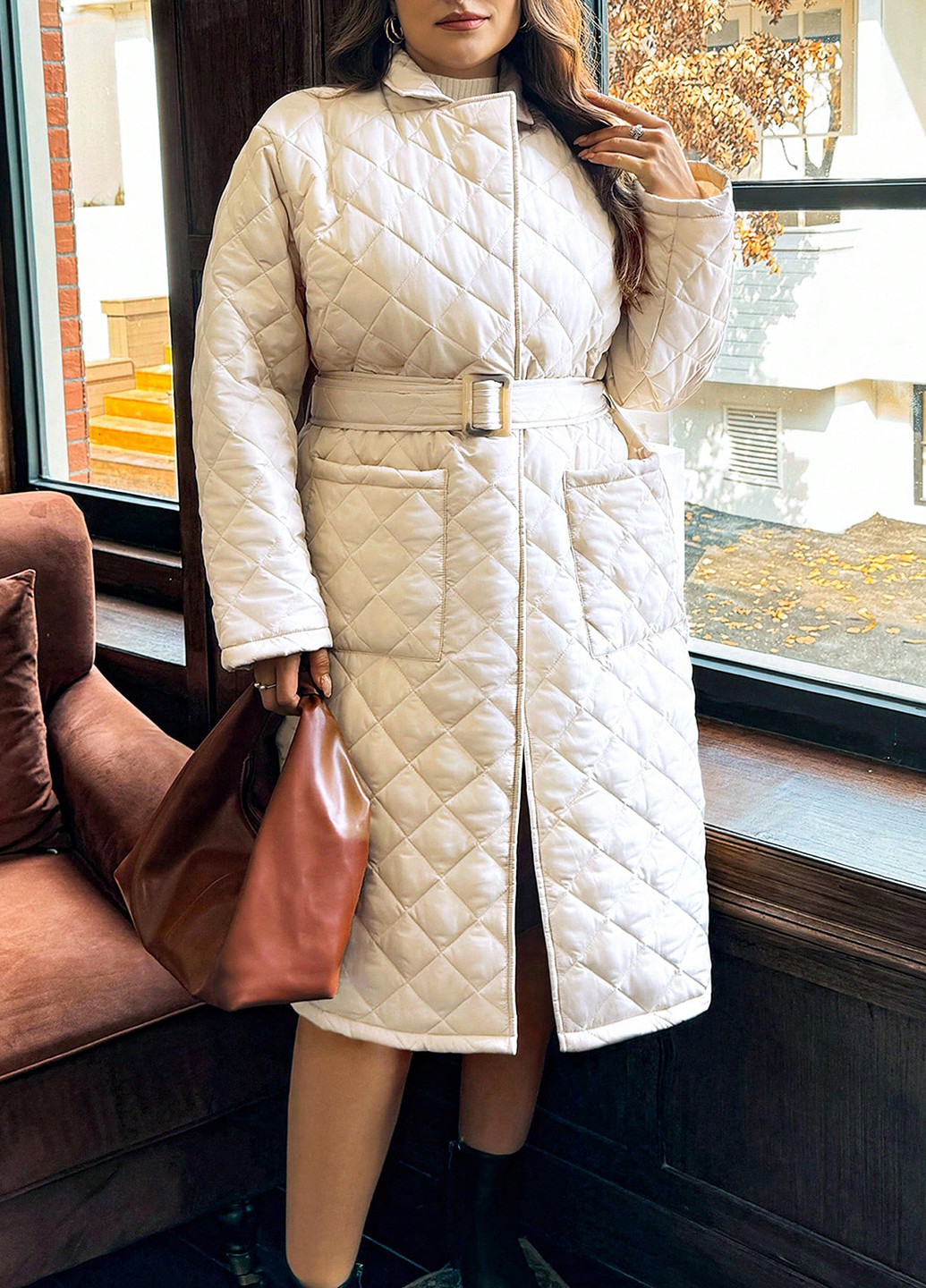 Молочное демисезонное Пальто SHEIN