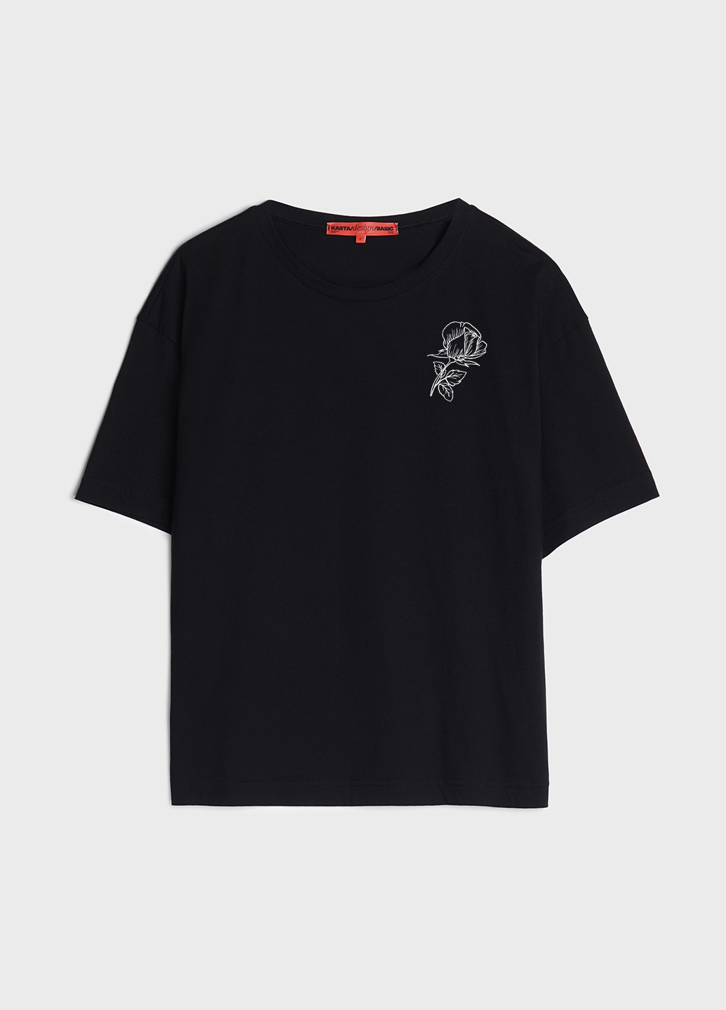 Черная летняя футболка женская оверсайз flower KASTA design