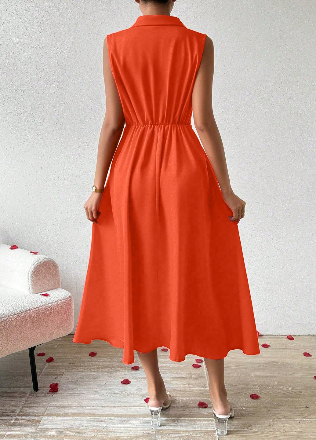 Помаранчева кежуал сукня кльош SHEIN однотонна