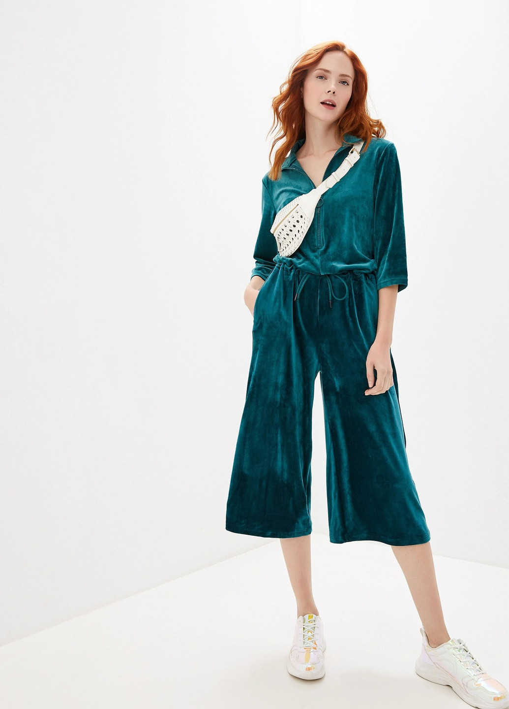 Комбинезон United Colors of Benetton однотонный зелёный кэжуал