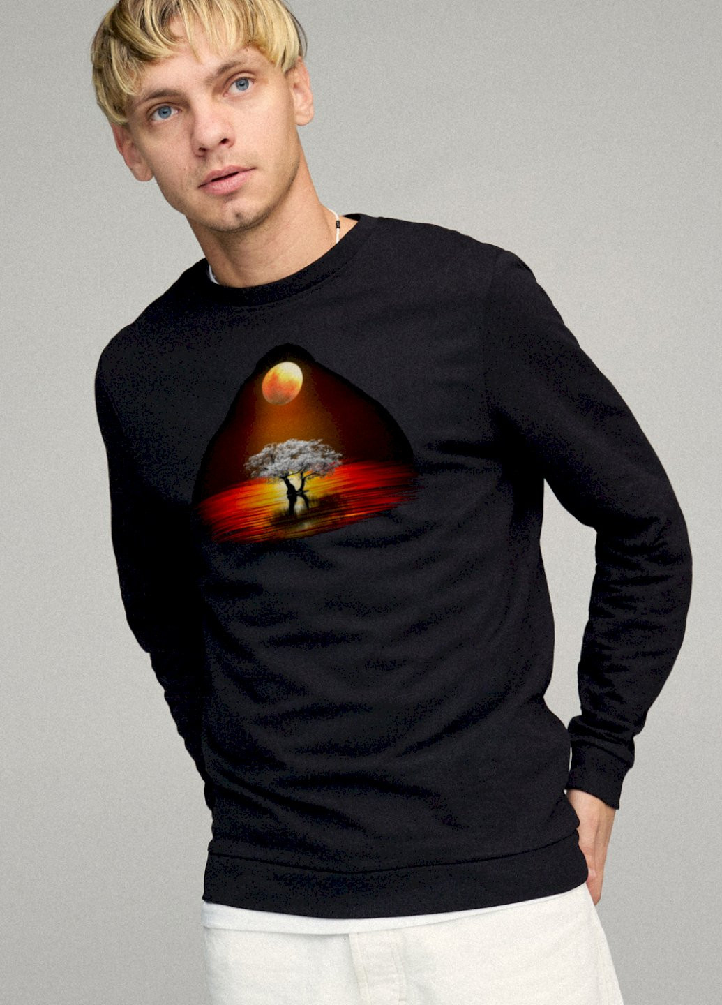 Чорний свитшот мужской basic /no flis/ YAPPI малюнок (254557727)