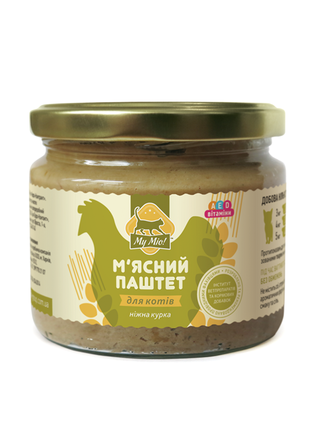 М'ясний паштет для кішок Ніжна курка, 300 г My Mio (76393508)