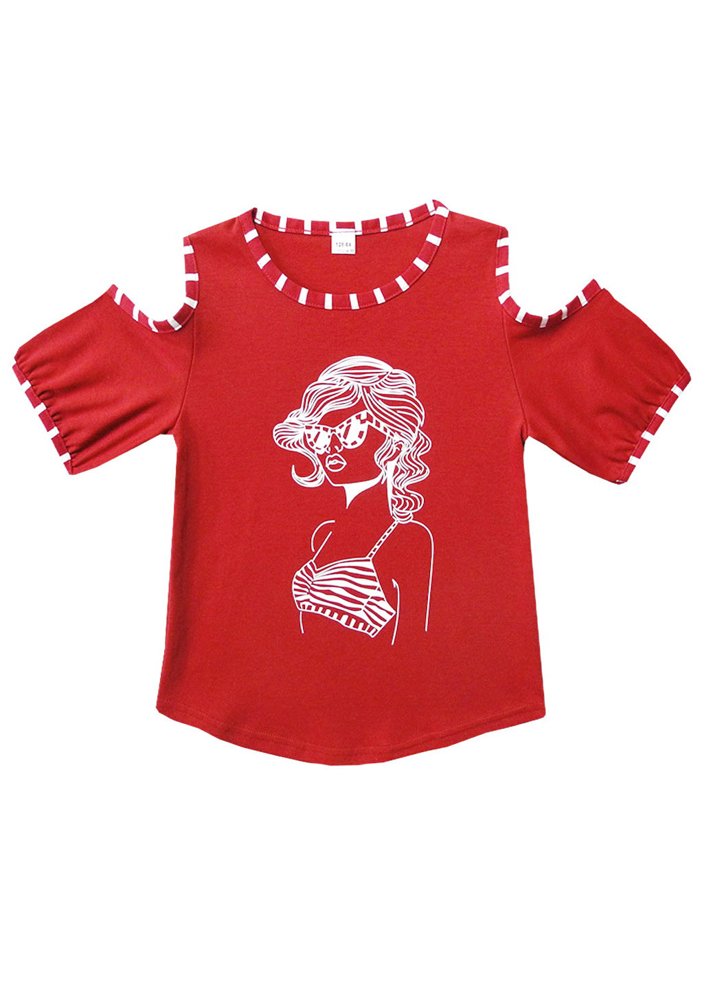 Красная с рисунком блузка с коротким рукавом Клим летняя
