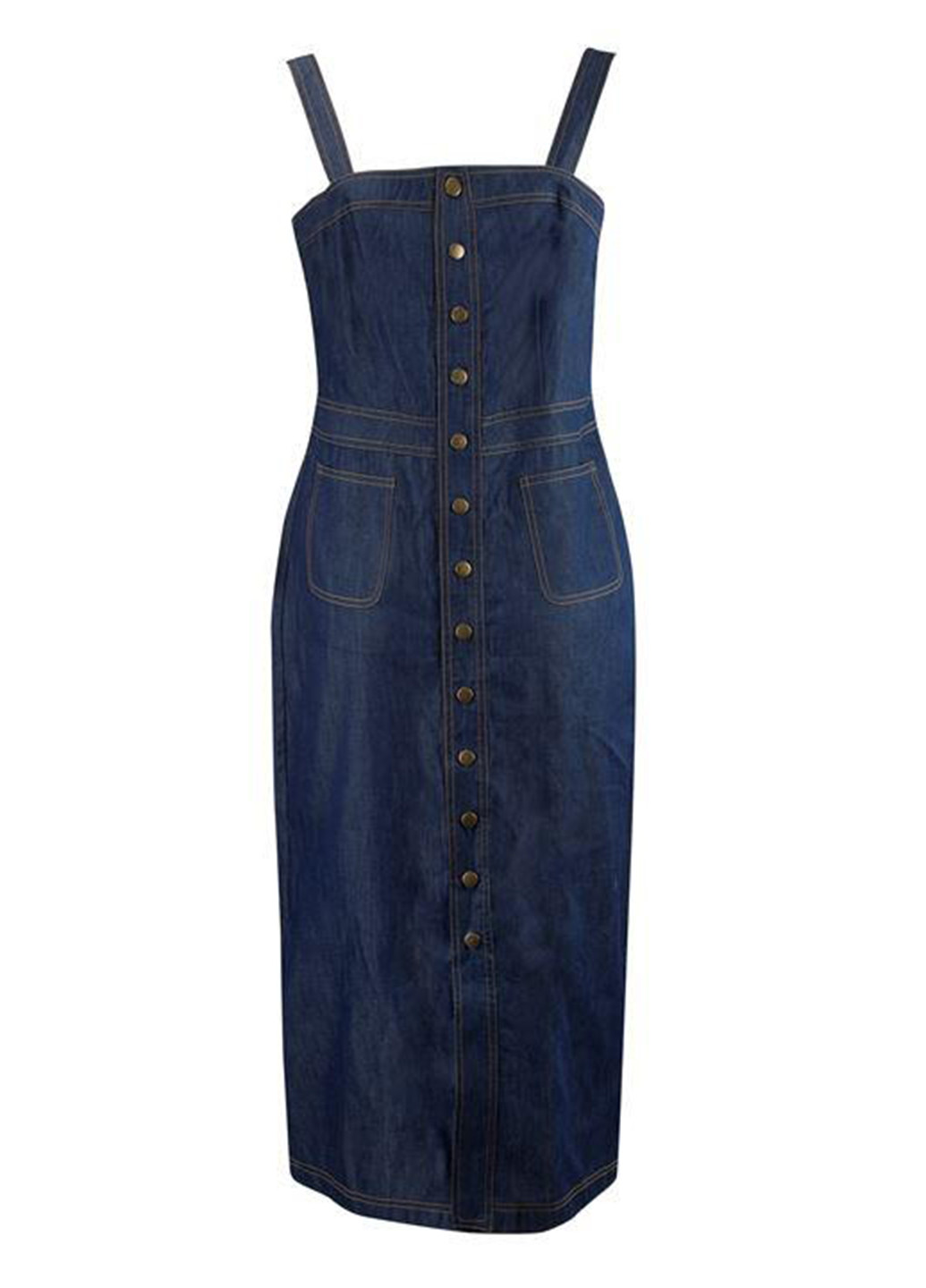 Темно-синее джинсовое платье с открытыми плечами, футляр Lee Cooper однотонное