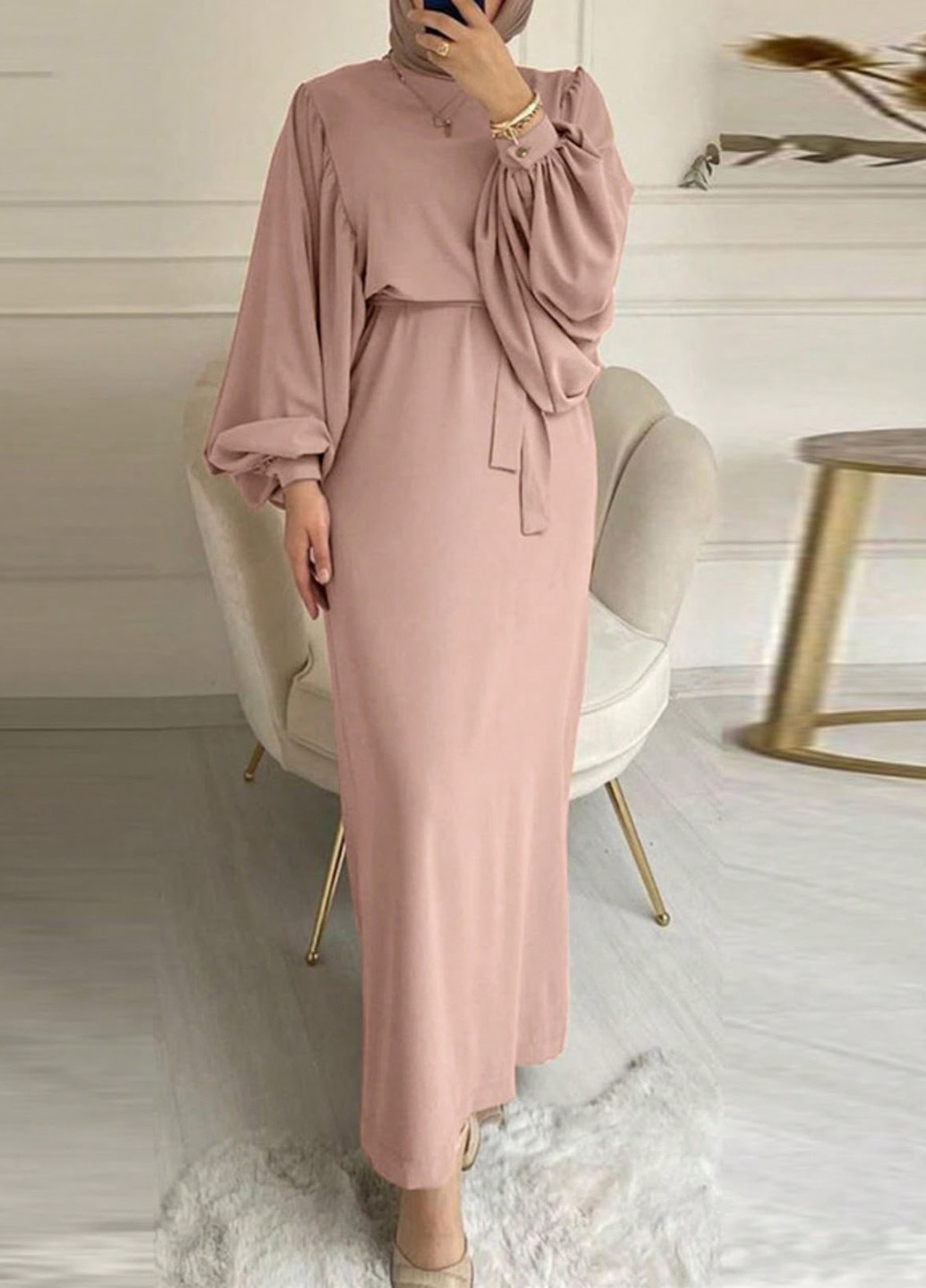 Светло-розовое вечернее, кэжуал платье SHEIN однотонное