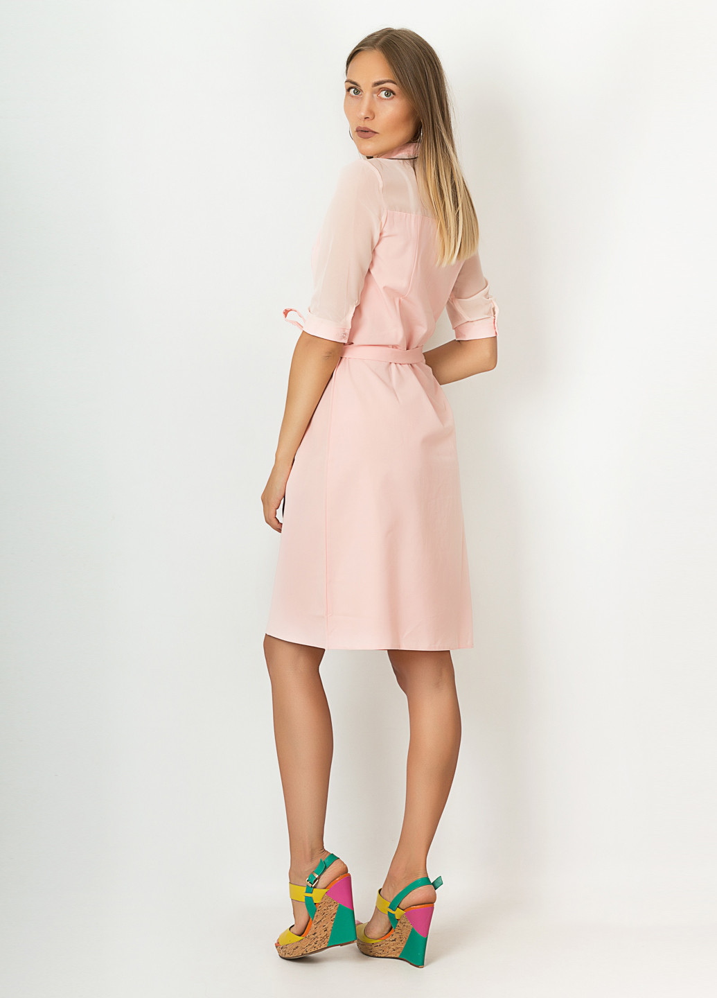 Розовое деловое платье Lilove однотонное
