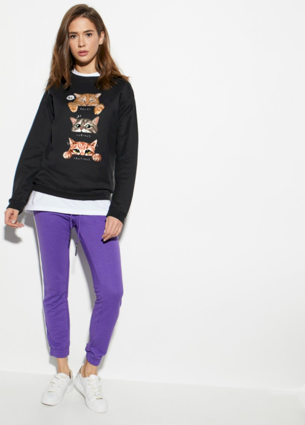 Чорний світшот жіночий /no flis/ YAPPI малюнок (251467777)