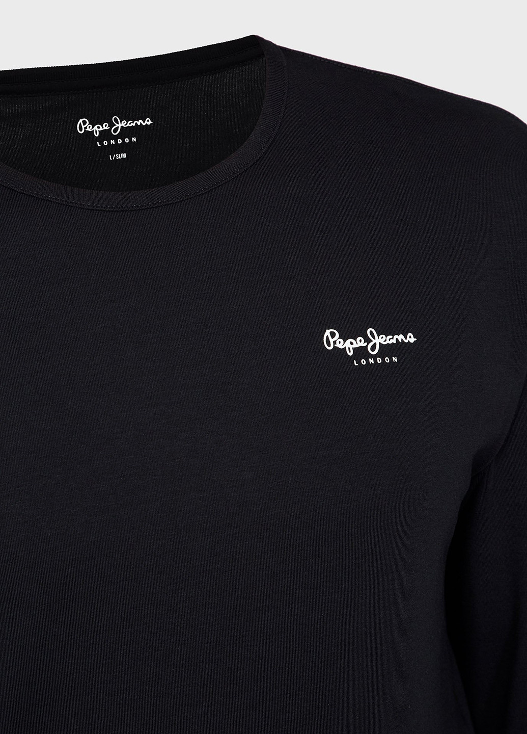 Лонгслів Pepe Jeans логотип чорний кежуали трикотаж, бавовна