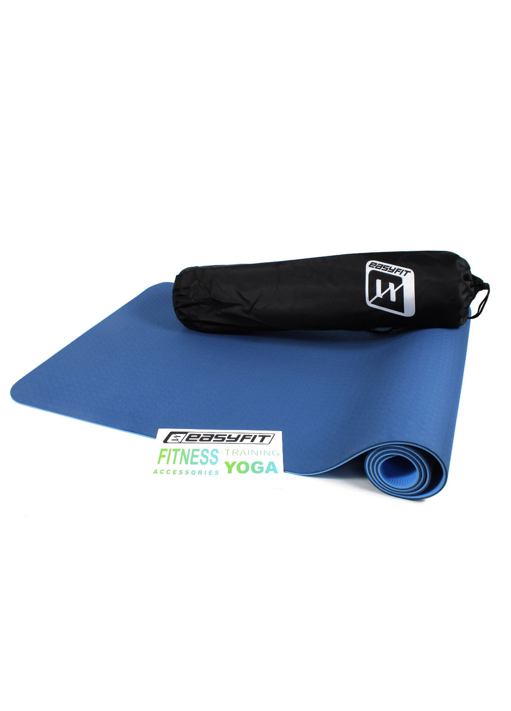 Килимок для йоги TPE + TC ECO-Friendly 6 мм синій з блакитним (мат-каремат спортивний, йогамат для фітнесу, пілатесу) EasyFit (237596287)