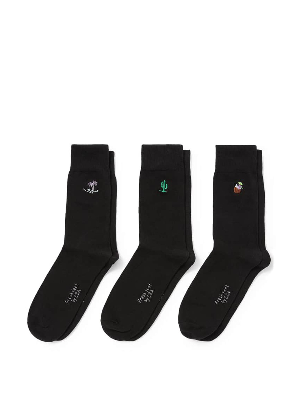 Чорні шкарпетки (3 пари) C&A однотонні (341560705)