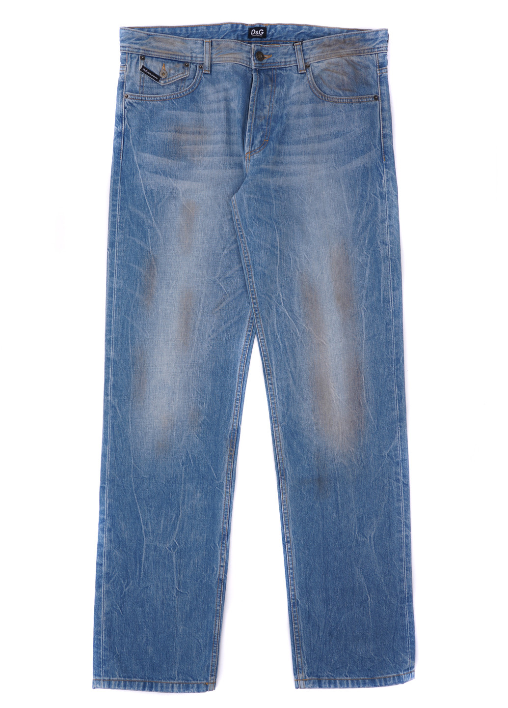 Голубые демисезонные прямые джинсы D&G
