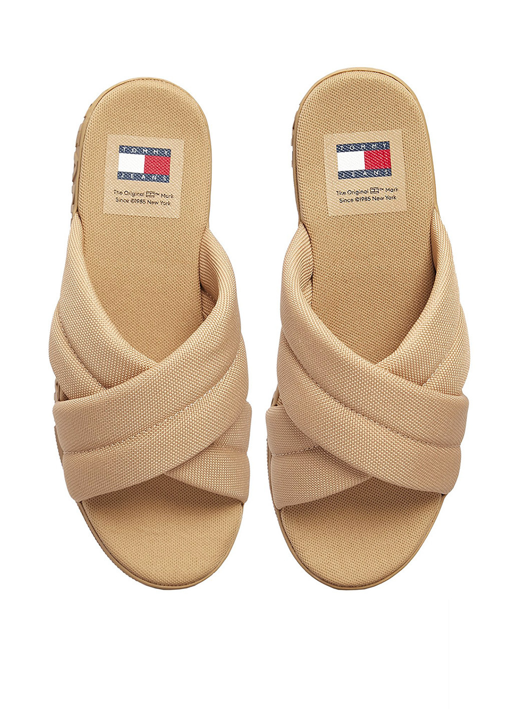 Бежевые шлепанцы Tommy Jeans с логотипом