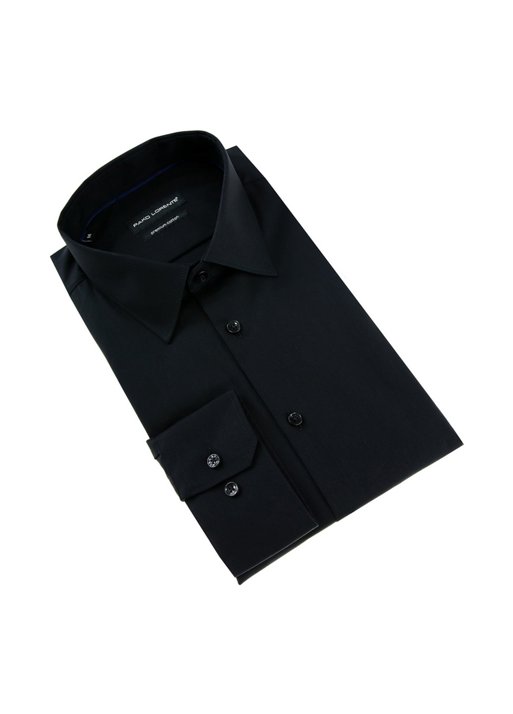 Черная кэжуал рубашка однотонная Pako Lorente с длинным рукавом